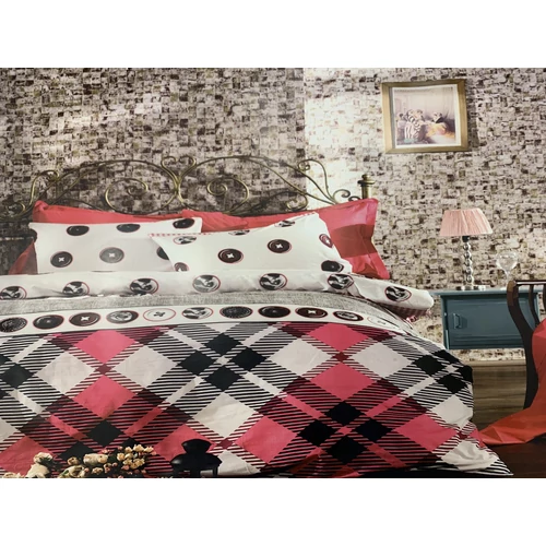 CHECKERED-RED PAMUT ÁGYNEMŰHUZAT GARNITÚRA